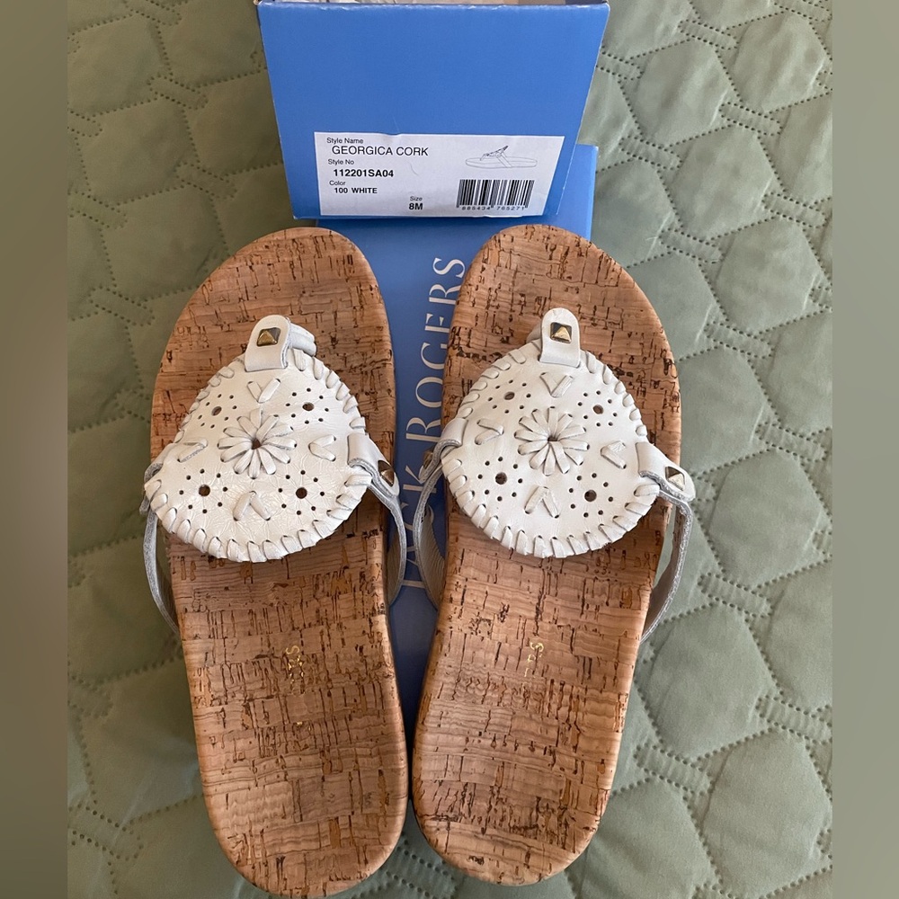Jack Rogers White Cork Georgica Sandal Slides